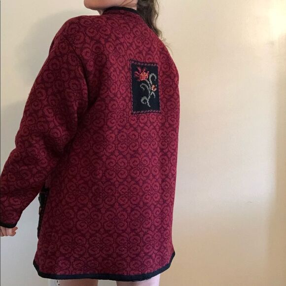 VTG Icelandic Design Knit Sweater Jacket Coat Sz M Folklore Tapestry Embroidered - Picture 4 of 14